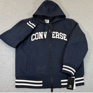 CONVERSE Chuck Taylor Men’s Navy Varsity Hooded Bomber Jacket Size M